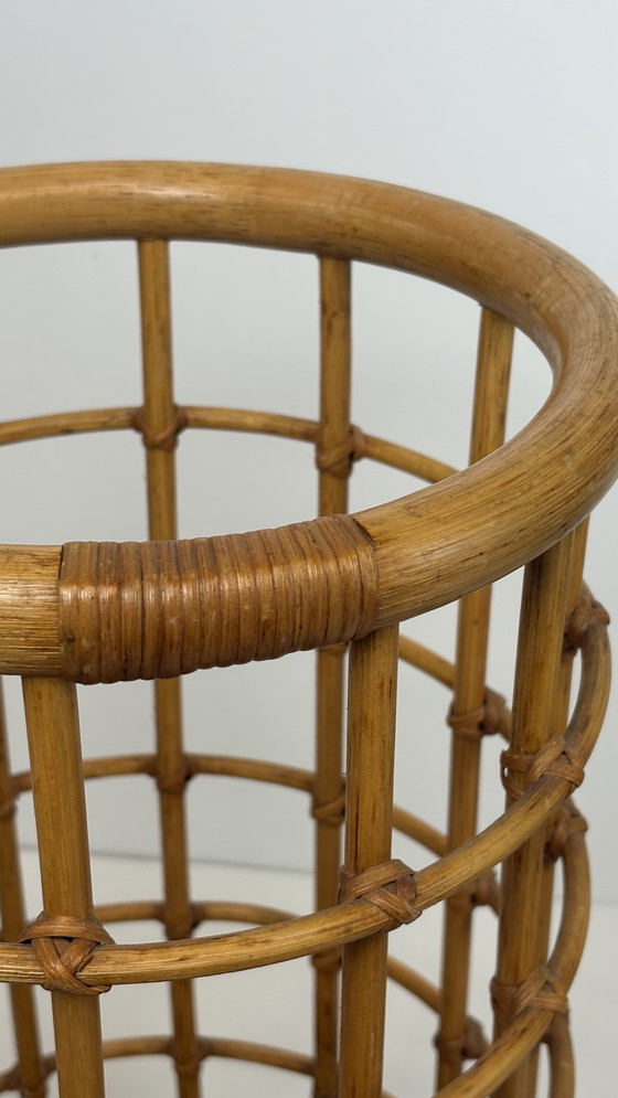 Image 1 of Vintage paraplubak bamboe rotan mand design Franco Albini