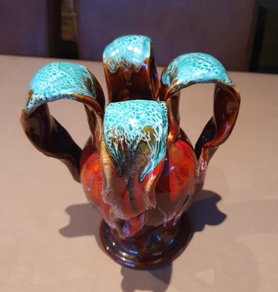 Image 1 of Vintage Vallauris vase 1960s - lava glaze - signed