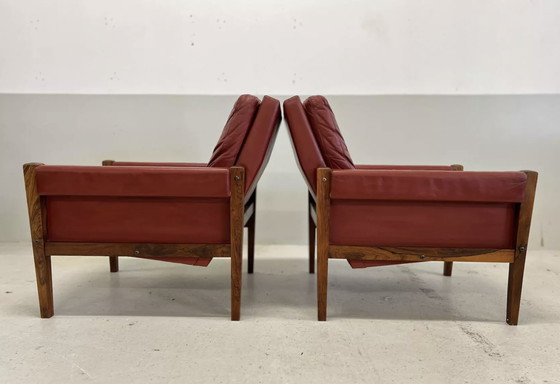 Image 1 of Vintage Danish Lounge Chairs In Rosewood And Leather. 1960S.