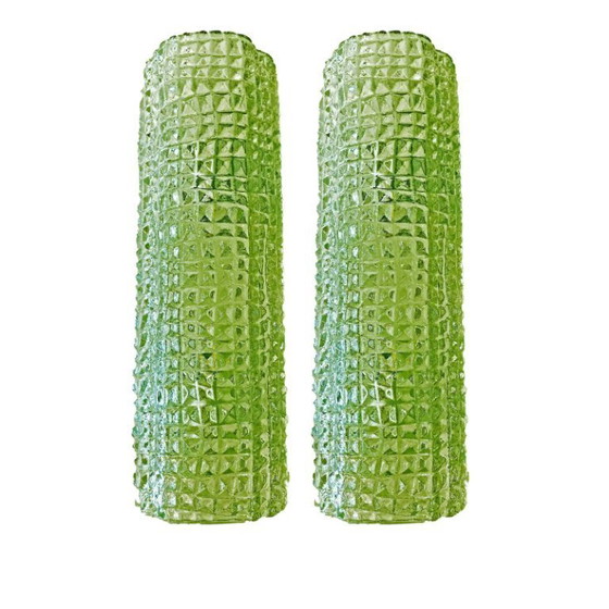 Image 1 of Italienische moderne grüne Murano-Glas-Wandleuchten „Krokodil“ – Paar