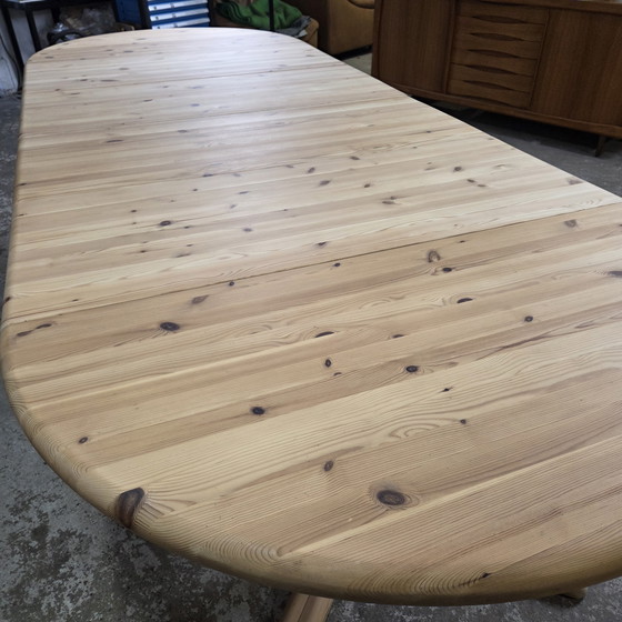 Image 1 of Dyrlund, vintage 60s XXXXL extendable round oval dining table Danish