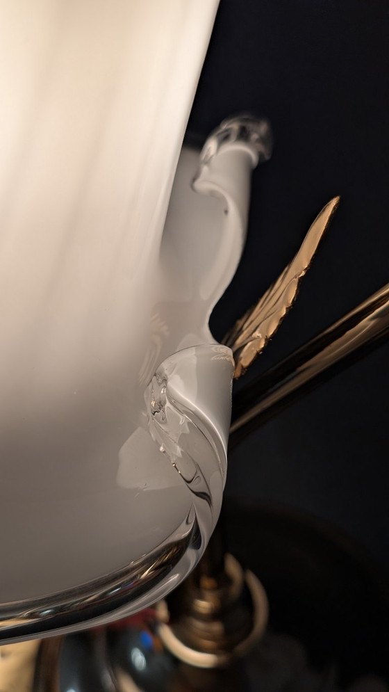 Image 1 of Refined Pair of Murano Calla Lamps, Vintage New Old Stock, 24kt Gold