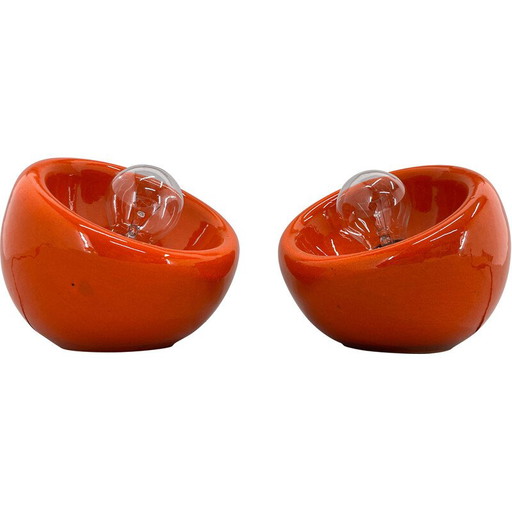 Coppia di lampade vintage in ceramica di Enzo Bioli, Italia anni '70