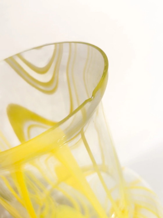 1980s Yellow and Clear Murano Glass Vase (photo 8 of 9)