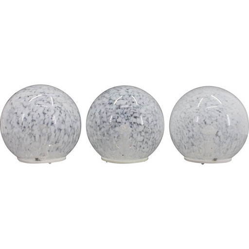 Lámpara de mesa vintage con forma de globo de cristal, años 80