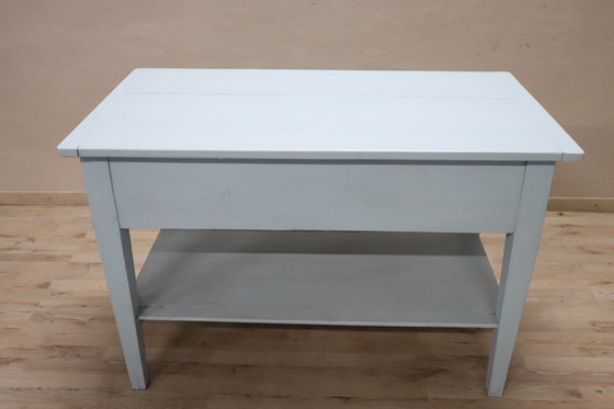 Image 1 of Table de cuisine ou de travail en sapin laqué bleu, Italie, fin du XIXe siècle