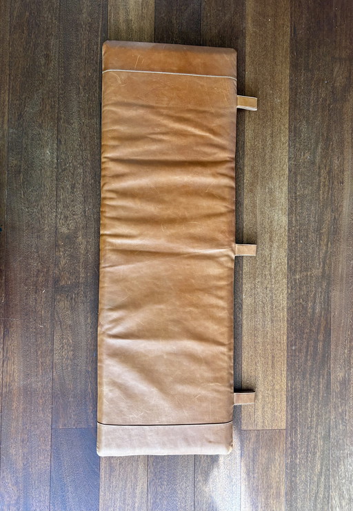 Kopfteil aus cognacfarbenem Leder (oder Rückenkissen für die Bank)