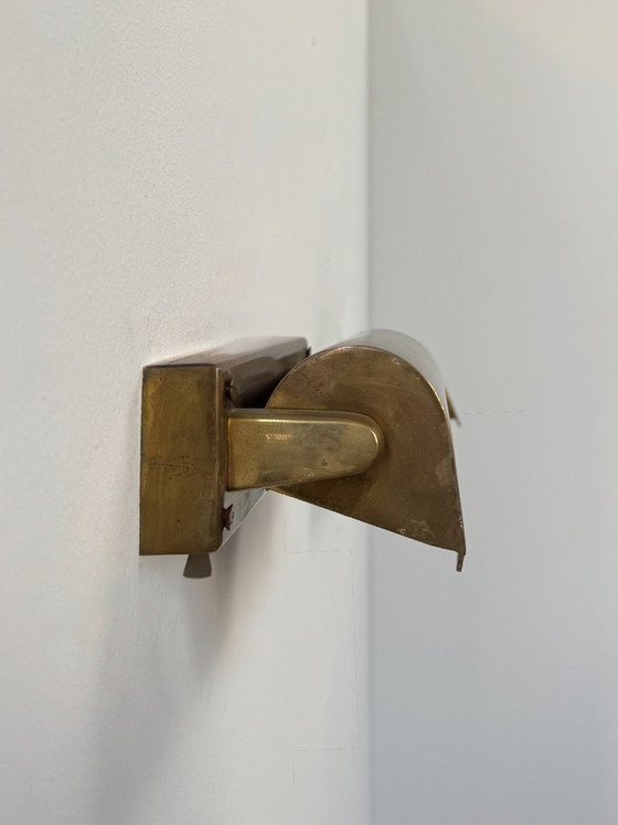 Image 1 of Paire d'Appliques Vintage Moderniste Laiton Patiné, France, 1960