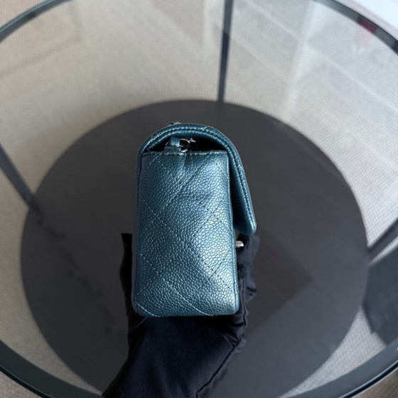 Image 1 of Chanel Classic Flap Mini - 20 cm Caviar Quilted Donkerblauw Groen Zilveren Hardware Serie 20