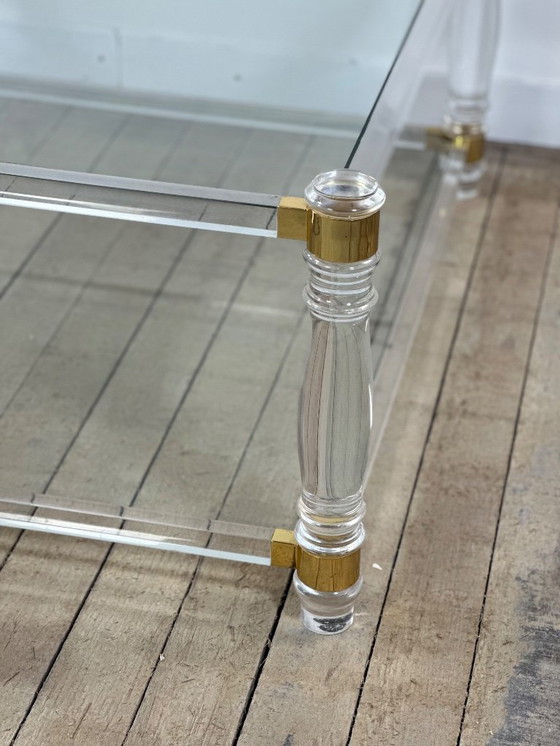 Image 1 of Tavolino da caffè Hollywood Regency in altuglass e vetro, anni '70