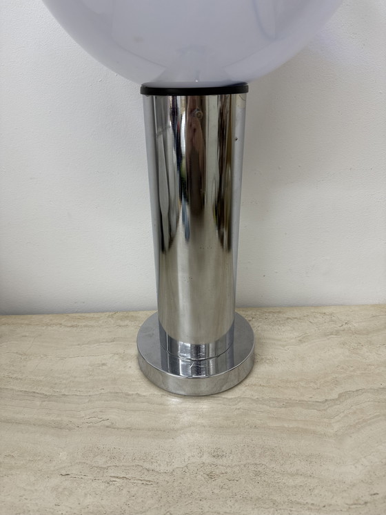 Image 1 of Mid-Century Large Glass Table Lamp with Blue Swirl, 1970s Italy