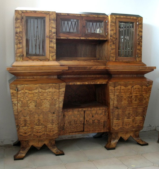 Image 1 of Crédence Art Déco en Bois d'Olivier, Ministre Bottai, Italie, 1933 Design