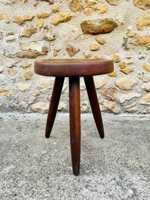 Taburete Berger vintage, alto, de fresno, de Charlotte Perriand, años 50