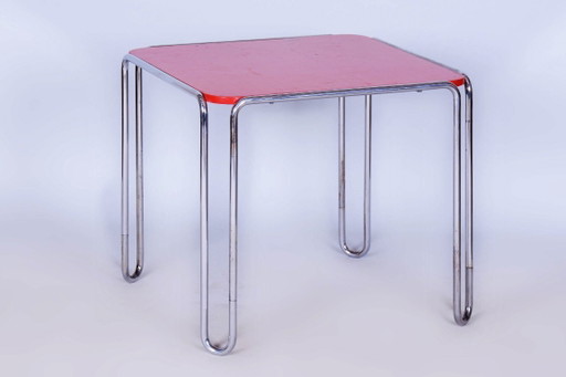 Restored Art Deco Dining Table, by Thonet, Chrome, Steel, Germany, 1930s – eettafels, Wood