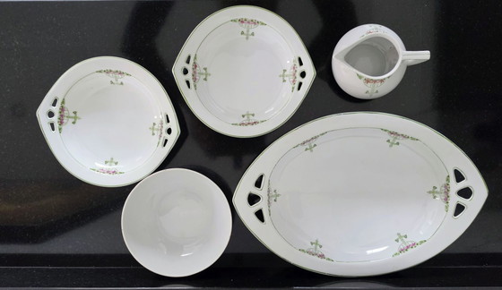 Jugendstil, Chris van der Hoef, Ciotole da colazione decoro 410, Porcellana, Verde (foto 3 di 13)
