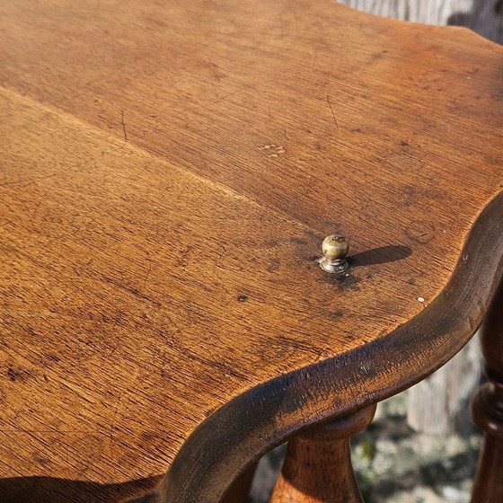 Image 1 of Französisches antikes mobiles Holzregal auf Rollen – viktorianische Konsole – Musikregal – 1920er Jahre