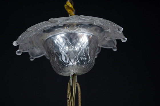 Image 1 of Vintage kroonluchter van helder Murano-glas uit de jaren 1940, een klassiek Italiaans kunstglas.