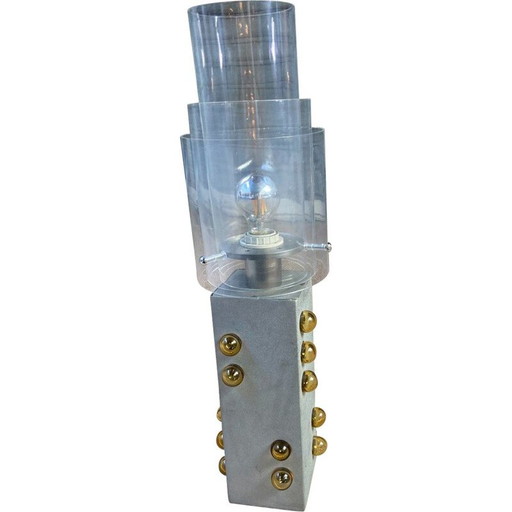 Lampada vintage in metallo e plexiglas, 1970