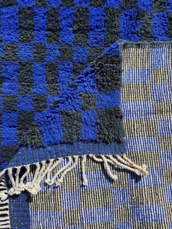 Image 1 of Tapis berbère marocain bleu 3 x 2 m