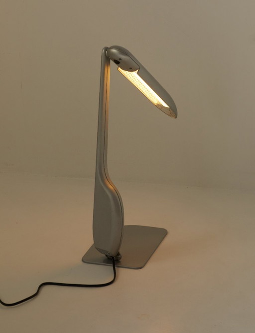 Lampada grigia postmoderna design Philippe Michel vintage circa 1980