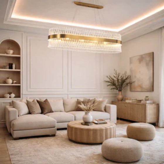 Image 1 of Oval chandelier in crystal glass with a modern contemporary design