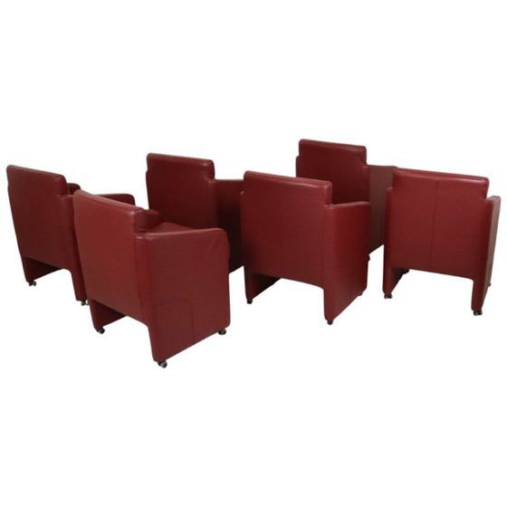 Image 1 of Set di 6 sedie da pranzo rosse per divano