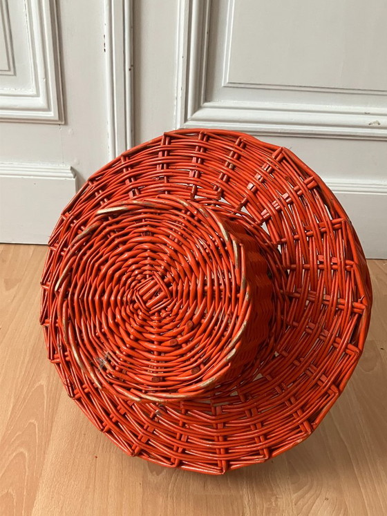 Vintage Orange Wicker Bar Basket Bottle and Glass Holder, Wine racks (photo 8 of 9)