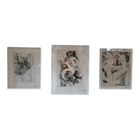 René Mels (Meulemans), Compositions, Gravures, 1945, Lot de 3 – Tirages d'art, Paper (photo 3 of 13)
