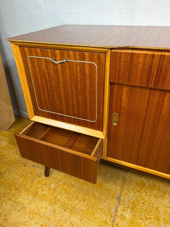 Image 1 of Mid-Century Retro Vintage Teak Cocktail Credenza / Sideboard by Beautility 1950  Elegant Cocktail Cabinet • Exceptional Teak Gra