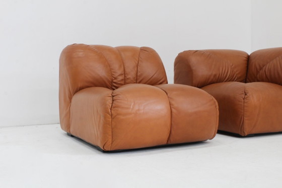 Image 1 of Vintage modulaire bank in cognac bruin leer jaren 70