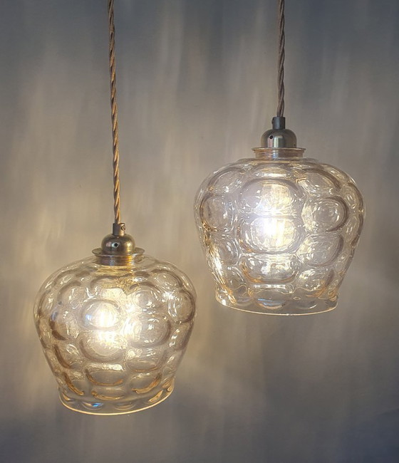 Image 1 of Ensemble de suspensions en verre vintage - Années 60-70 - Style Hollywood Regency