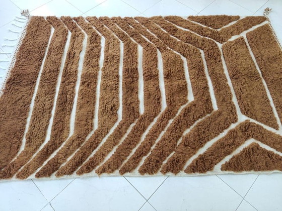 Image 1 of Alfombra bereber tradicional de lana marrón, hecha a medida, 150/250 cm.