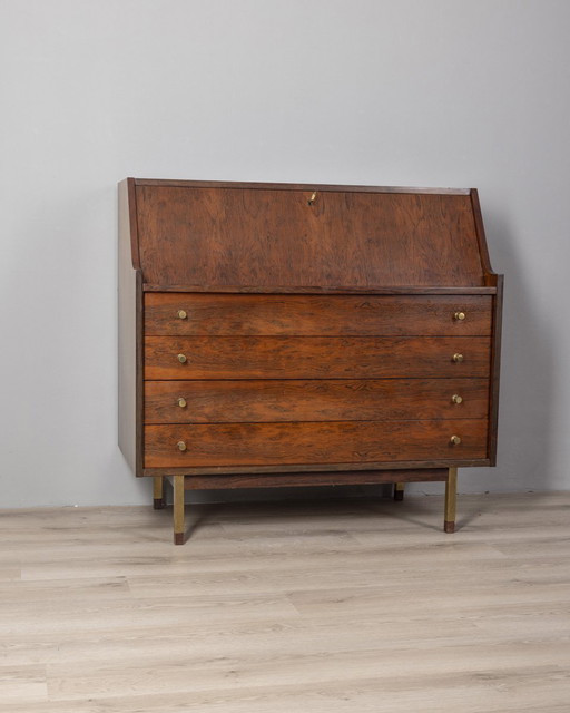 Vintage 1960s wooden secretaire sideboard design G.Frattini for Bernini 