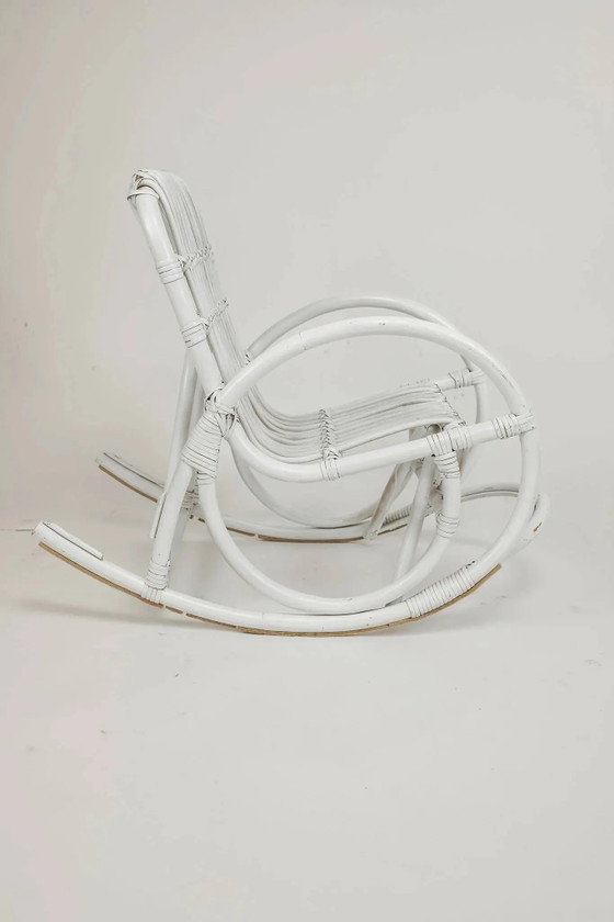 Vintage rocking chair for children in rattan/bamboo. – Stools, Wicker (photo 3 of 6)