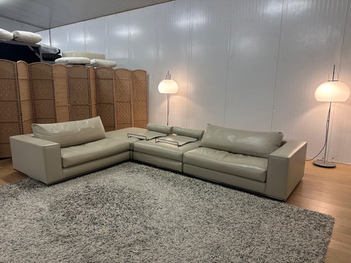 Nieuwstaat Beige Leren Minotti Modulaire Hoekbank