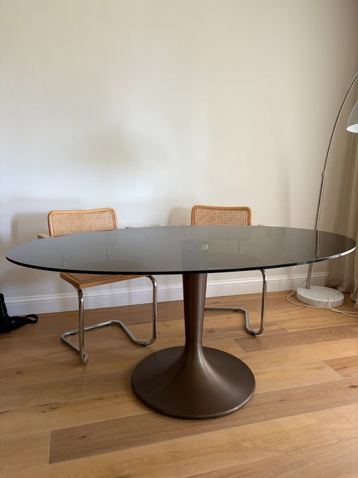 AM.PM Seona Smoked Glass Oval Dining Table