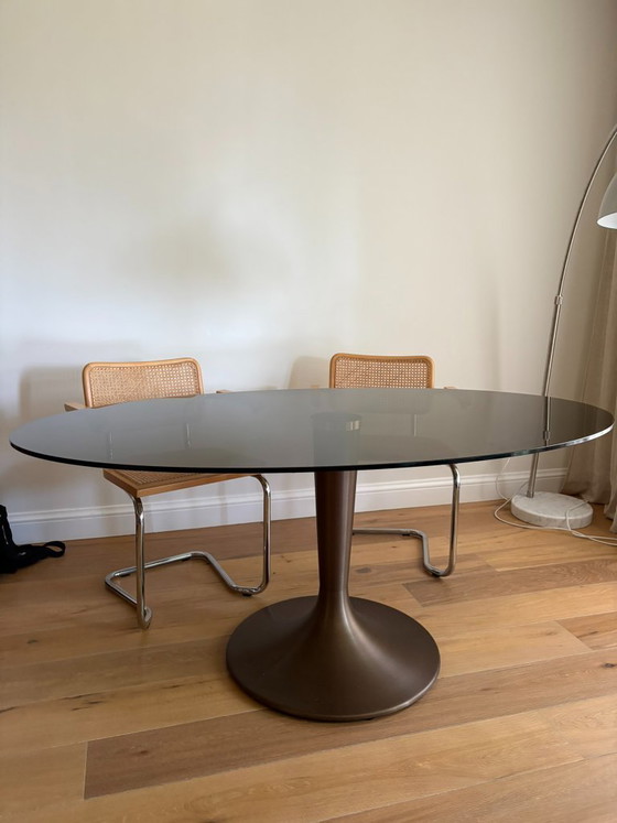 Image 1 of AM.PM Seona Smoked Glass Oval Dining Table