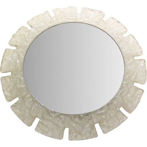 Miroir rond vintage en acrylique avec éclairage par Egon Hillebrand, Allemagne 1970