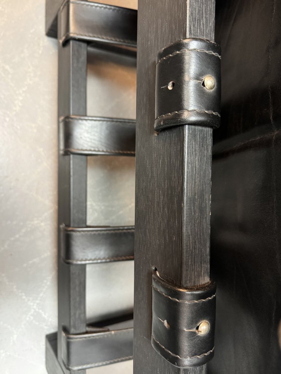 Image 1 of Beautiful Mid-Century Set of 2 Black Leather Brutalist Lounge Chairs, Designed by Sonja Wasseur (Amsterdam). 1970s.