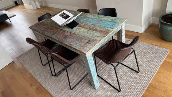 Image 1 of Table de salle à manger industrielle avec couleur