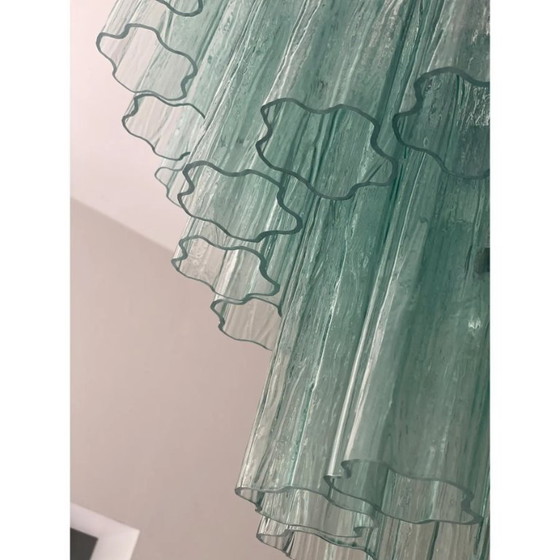 Image 1 of Eigentijdse groene “Tronchi” kroonluchter van Muranoglas in Venini-stijl