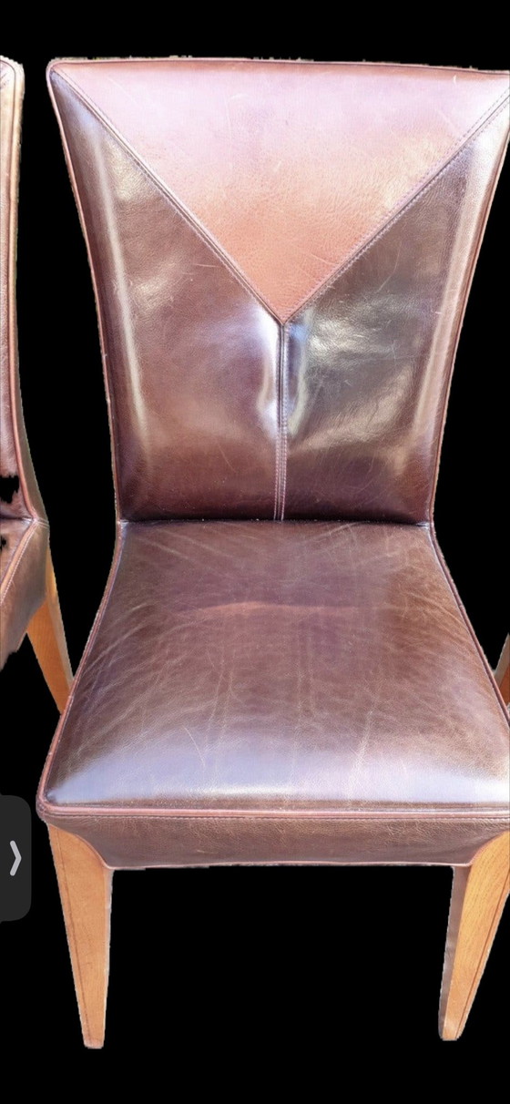 6 Mol & Geurts Leather Dining Chairs, Wood, Brown (photo 6 of 6)