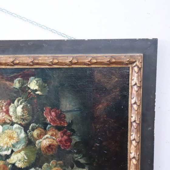 Image 1 of Stilleven, groot olieverfschilderij op doek, Italië, 19e eeuw