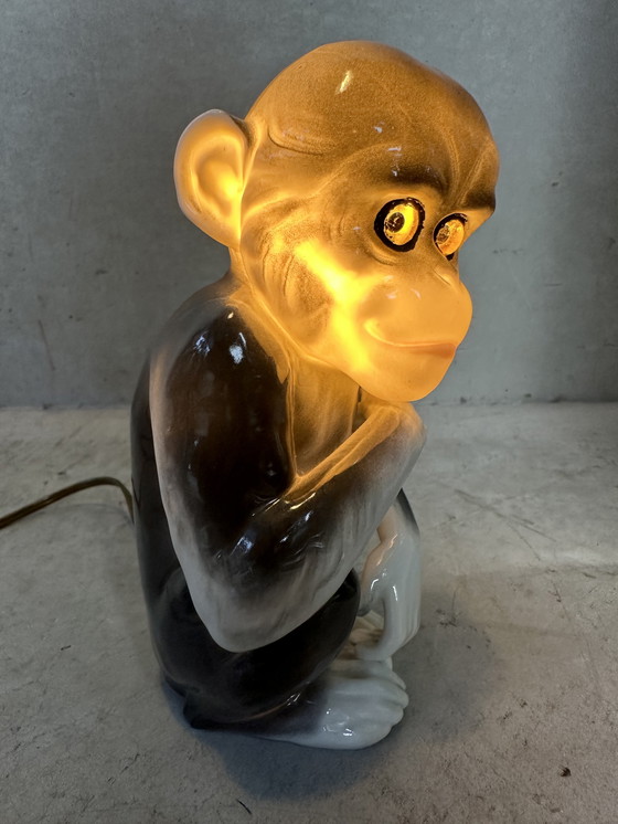 Image 1 of Art Deco monkey (lamp) in Capodimonte porcelain