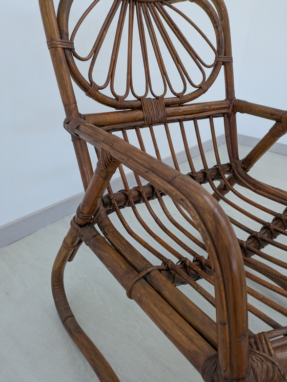 Image 1 of Salon en bambou - Fauteuils, table basse et porte-manteau - Vintage
