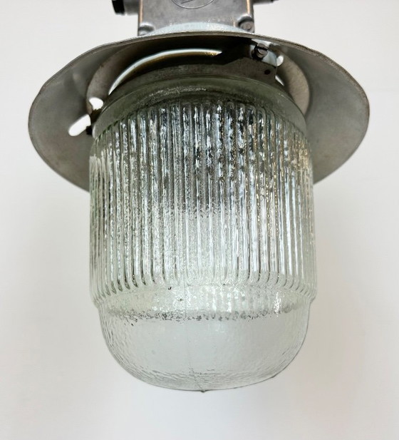Image 1 of Industrial Aluminium Light with Glass Cover from Elektrosvit, 1970s