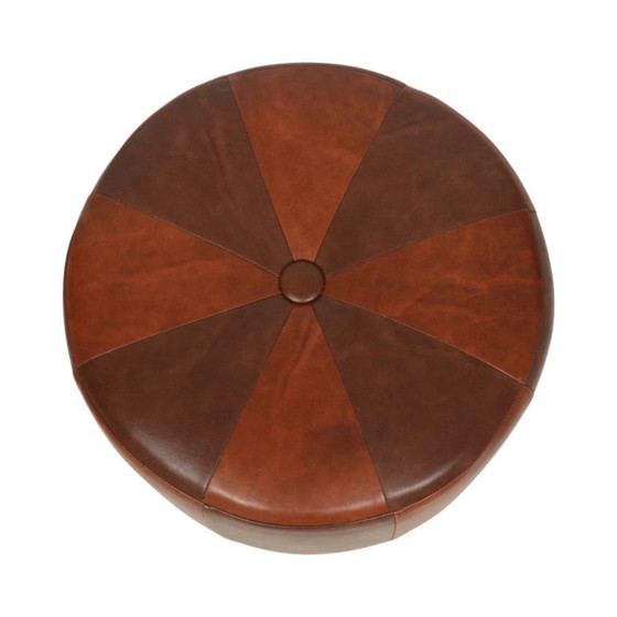 Image 1 of Vintage Poef Tweekleurig Skai Kunstleder