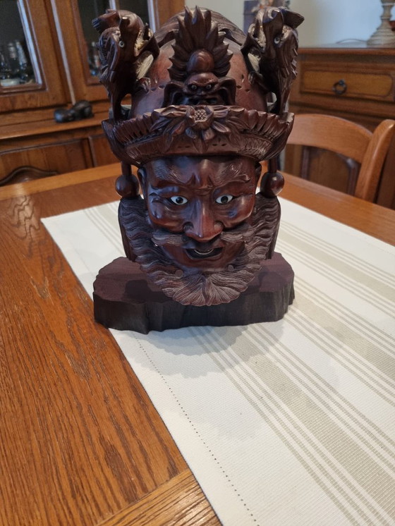 Image 1 of 3 Japanse Rozenhout Beelden Krijgers Met Honddraak