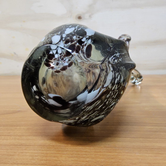 Image 1 of Vintage organic Murano glass vase, amber/white speckled Finger vase (pulled vase)