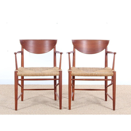 Image 1 of Pair of vintage Scandinavian teak armchairs model 317 by Peter Hvidt & Orla Mølgaard Nielsen for Søborg Møbelfabrik